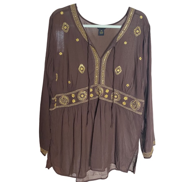 Ashley Stewart Tops - Cotton Blend Ashley Stewart Plus Size 16W Womens Long Sleeve Peasant style top